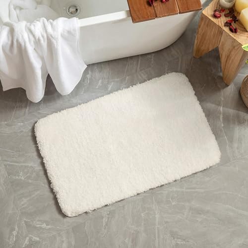 Ivory Large Bathroom Rugs Soft Microfiber Bath Mat 24x36 Inch