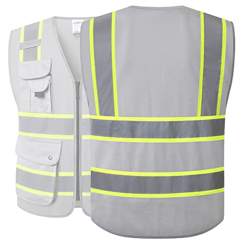 Safety Vest for Men Women Reflective Hi Vis JK901 Grey 4XL