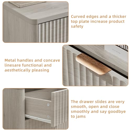 31.5" Wide Fluted Nightstand for Large Spaces
