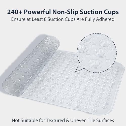 Large Shower Mat Bathtub Mat Bath Mat Non Slip Clear 21.5"x33.5"