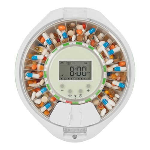 Automatic Pill Dispenser with Alarms & Top Key Lock for Seniors