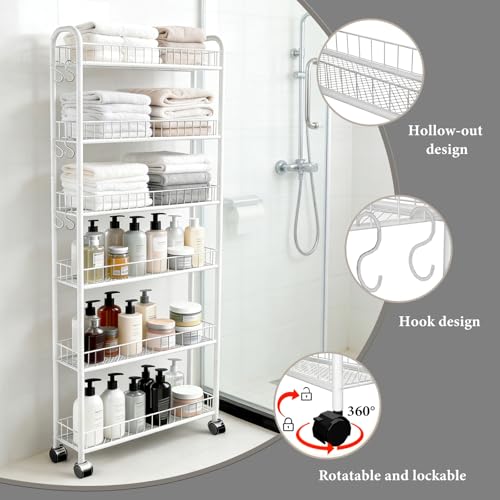 Slim Rolling Storage Cart with Wheels
