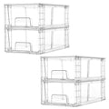 4 Pack Stackable Clear Drawer with Dividers (4 Count)