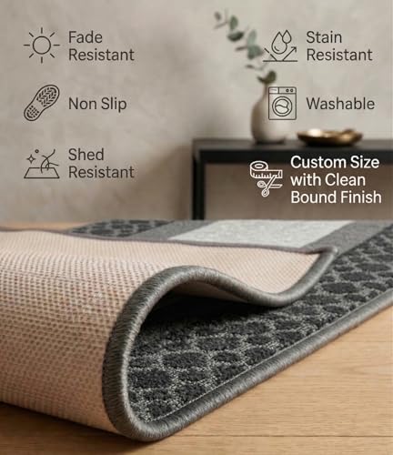 Custom Size Hallway Runner Rug Grey Color 31 inch Wide Select Your Length Non (38.74995 Sq ft)