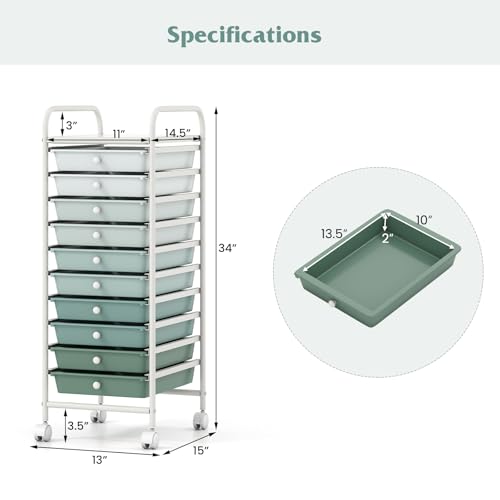 10 Drawer Rolling Storage Cart w