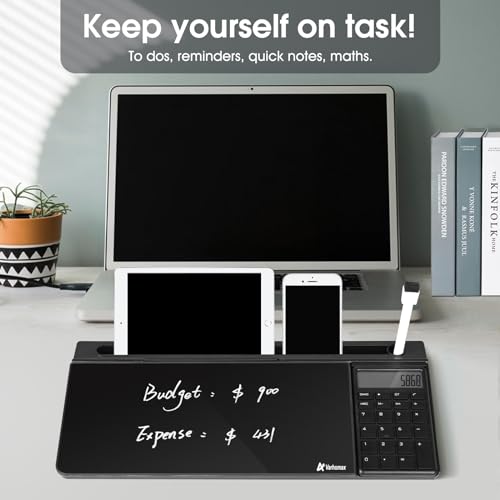 Glass Desk Whiteboard Gray with Calculator