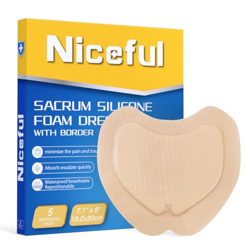 Sacral Silicone Foam Dressing 7.1"x8" 5 PCS Bandages for Bed Sore (5 Count)