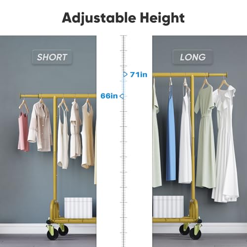 Clothing Rack Gold Clothes Rack Heavy Duty Garment Rack for Hanging Clothes 525LBS Commercial Clothing Racks with Wheels for Bedroom - Bel Marant