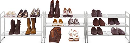 3 Tier Stackable Wired Grid Shoe Rack (3 Count)