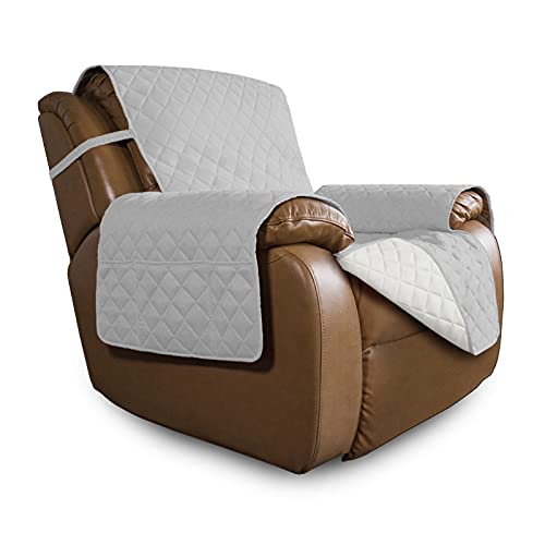 Oversized Recliner Cover Reversible Couch Cover Sofa Cover for Living Room Water Resistant Furniture Protector with Elastic Straps for Pets Dog