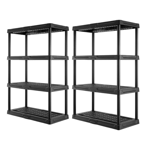 4 Tier Heavy Duty Plastic Storage Shelves for Garage (2 Count)