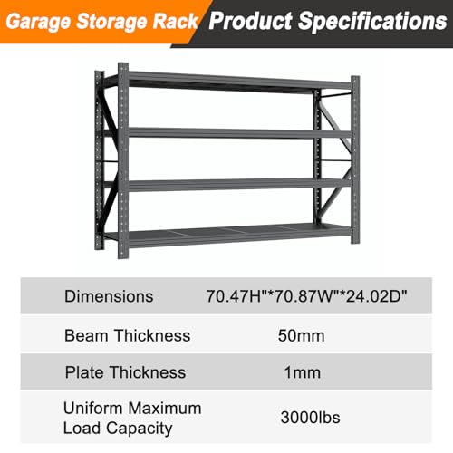 2 Sets Garage Shelving 70.87" Wide Heavy Duty Storage Shelves Units