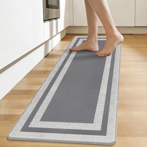 Anti Fatigue Rugs Non Skid Waterproof Floor Mat Cushioned Grey and Gray Farmhouse Comfort Standing Kitchen Mats for Floor