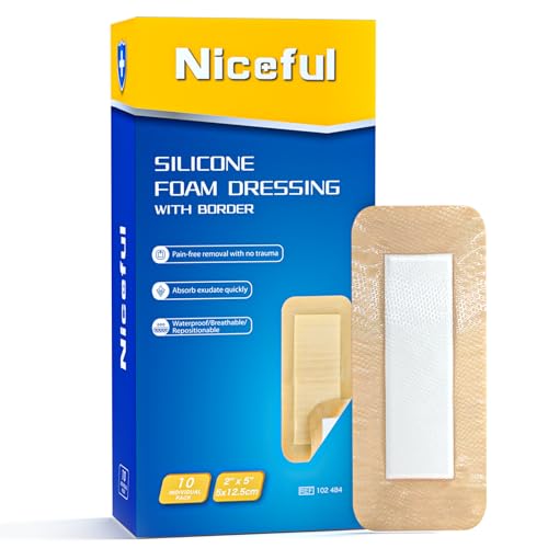 Ultra Soft Silicone Foam Dressing 2"x5" 10 Pcs (10 Count)