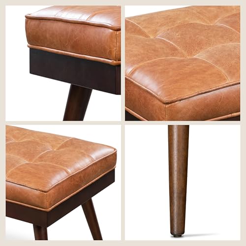 55" Tufted Leather Bed Bench for Bedroom End of Bed