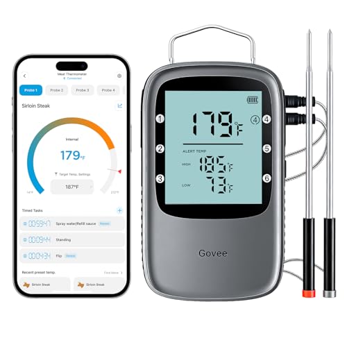 Bluetooth Meat Thermometer Digital with App Alerts and Timer Mode (2 Count)