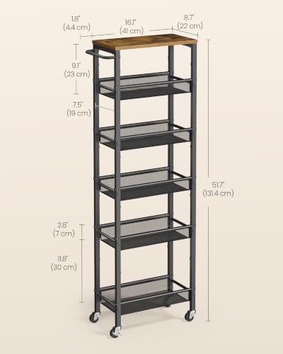 6 Tier Slim Rolling Storage Cart