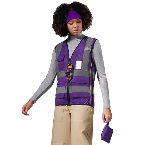 Big and Tall Safety Vest for Women Purple 4XL 5XL