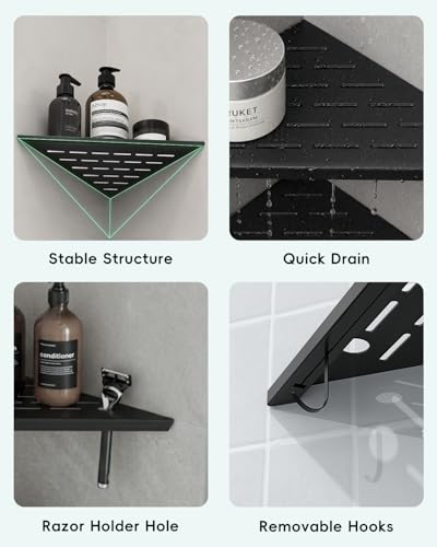 Bathroom Corner Shower Shelf 2 Pack 12" Matte Black