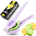 Metal 2-in-1 Lemon Squeezer - Sturdy Max Extraction Hand Juicer Lemon Squeezer Gets Every Last Drop - Easy to Clean Manual Citrus Juicer - Easy-Use Lemon Juicer Squeezer - Purple/Lime
