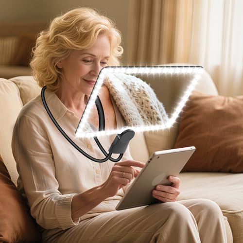 10x Large Neck Magnifying Glass for Reading with Light
