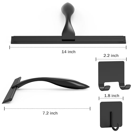 All Purpose Stainless Steel Shower Squeegee for Shower Doors with 2 Adhesive Hooks