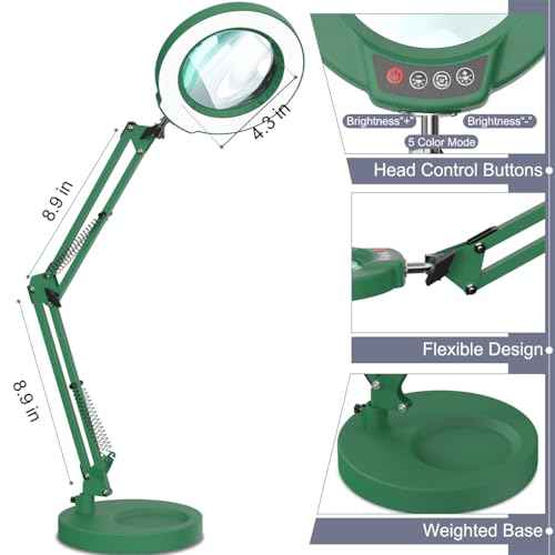 12X Magnifying Glass with Light and Stand