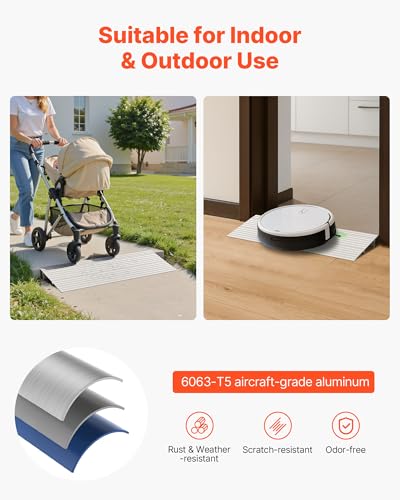 Door Threshold Ramp 2‘’ Rise Aluminum Alloy Threshold Ramp Rated 800 lbs Load Capacity