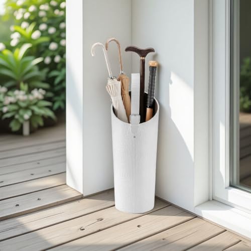 Artificial Leather White Umbrella Holder Stand Entryway Indoor