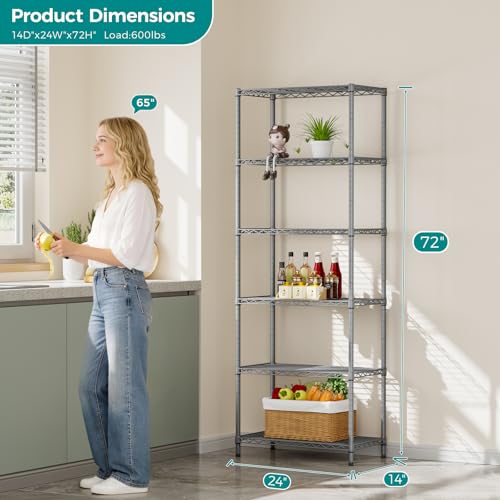 6 Metal Shelves Wire Shelving Storage Shelf Adjustable Unit Pantry