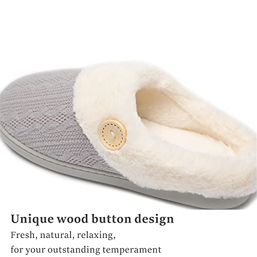 Womens Slipper Warm Comfy Memory Foam House Slippers Knitted Shoes Faux Fur Lined Anti