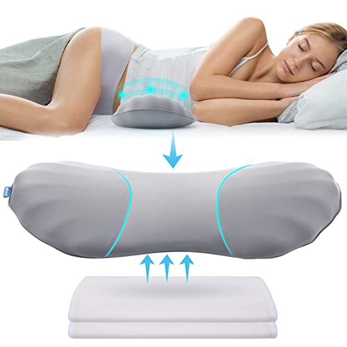 Adjustable Lumbar Support Pillow for Sleeping Memory Foam Back Support Pillow for Lower Back Pain Relief and Sleeping
