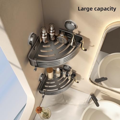 Shower Caddy Corner Suction Cup Shelf Corner No Drilling Bathroom Shower Organizer Storage Rack Adhesive