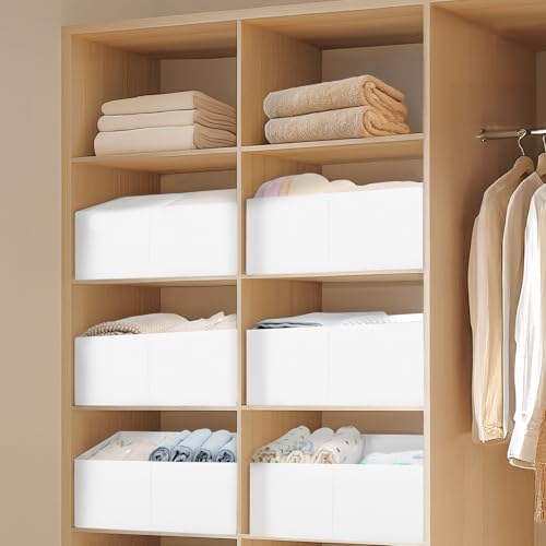 Large Closet Shelf Organizer Bins 8 Packs with Handles and Divider (8 Count)