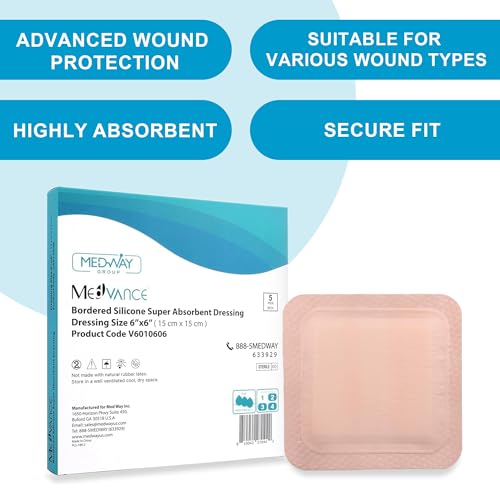 Silicone Super Absorbent Dressing with Border (5 Count)