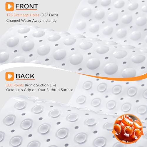 White Non Slip Bath Mat for Tub 40x16