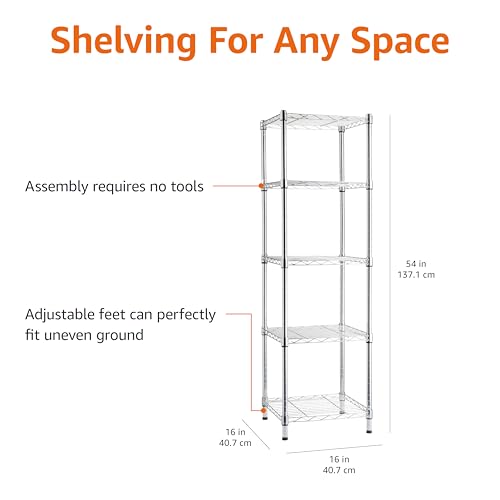 5 Shelf Tower Adjustable Storage Shelving Unit