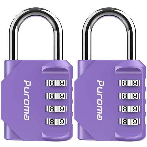 2 Pack Combination Lock Locker 4 Digits Combo Padlock Gym Purple (2 Count)