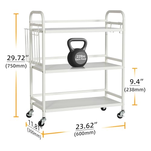 3 Tier Metal Rolling Utility Cart
