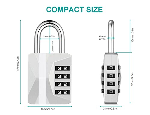 Locker Lock 4 Digit Combination Lock Gym Lock & White Code