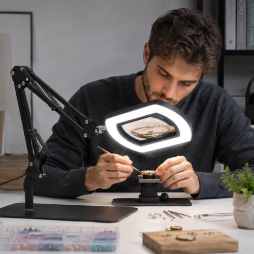 12X Magnifying Glass with Light and Stand