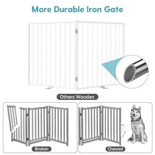 Freestanding Dog Gate with Door for Indoor & Outdoor