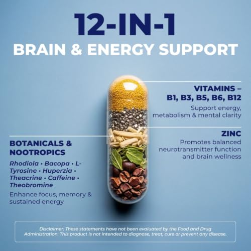 Nootropic 12in1 Brain Supplement for Memory (30 Count)