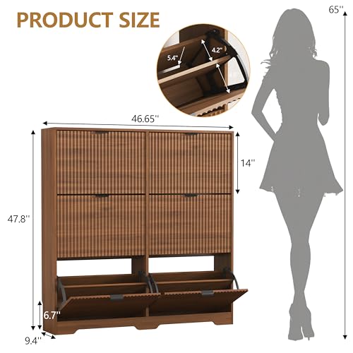 Shoe Cabinet Storage for Entryway with 6 Flip Drawers