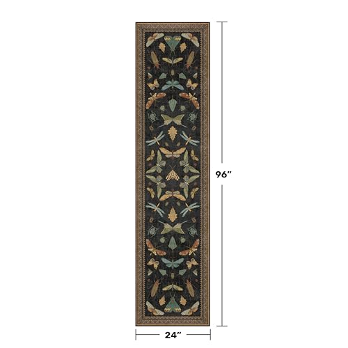 Vintage Insect 2x8 Black Entryway Runner Rug (16 Sq Ft)