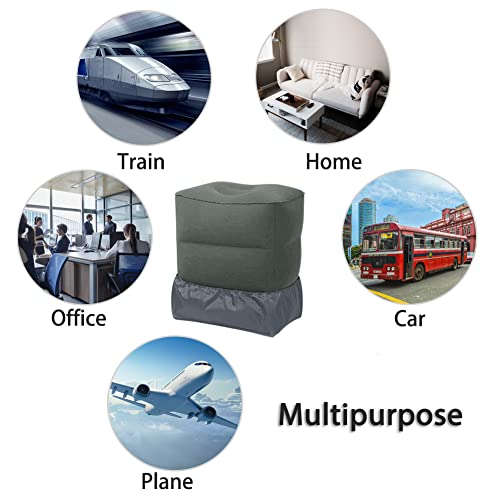 Inflatable Adjustable Travel Foot Rest Airplane Pillow Dark Grey 1