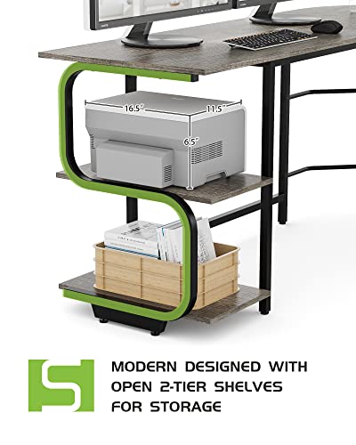 Reversible L Shaped Desk with Shelves