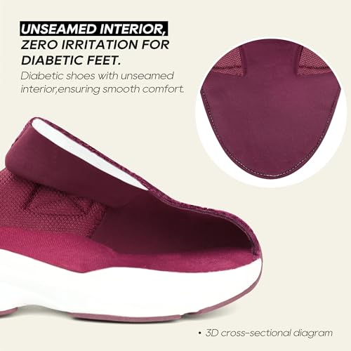 Ortho + Rest Women Diabetic Shoes with Adjustable Closure Orthopedic Walking Shoes for Edema Plantar Fasciitis Bunions Arthritis Swollen Feet