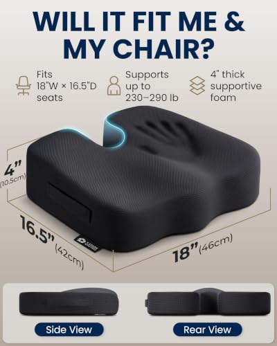 Seat Cushion Memory Foam Chair Cushion for Tailbone Pain Relief