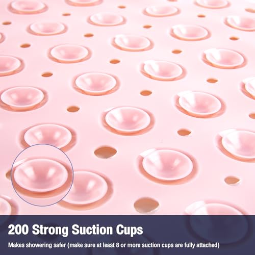Extra Long Bathtub Mat Non Slip Bath Mat Pink 40"x16" Full Size
